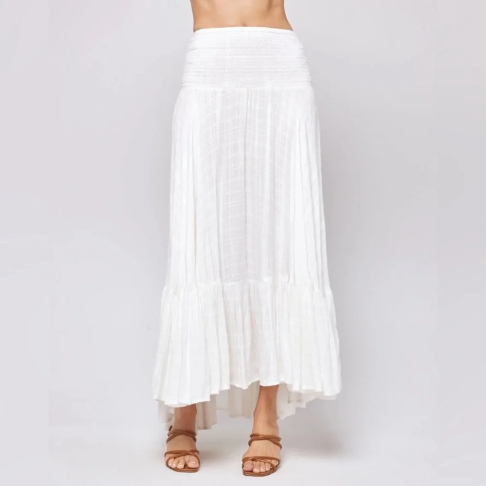 L*Space Cora White Summer Maxi Skirt in Cream